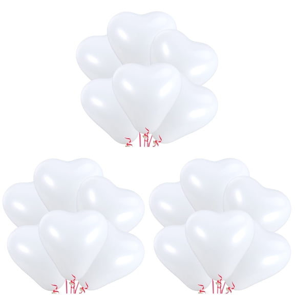 GOOHOCHY 60 Pcs  10 Inch Heart Shape Latex Balloons Thickened Decorative Balloon for Parties Birthdays and Wedding Celebration(White)