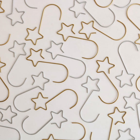 GOOHOCHY 60Pcs Golden Metal Star Shape Hooks Multifunctional Xmas Hanging Hook for Home Storage and Decoration