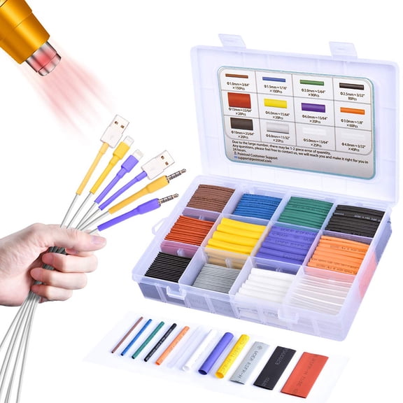 GOOHOCHY 650Pcs Insolation Shround Insolation Power Wire Shround Heat- Tube Flame-retardant