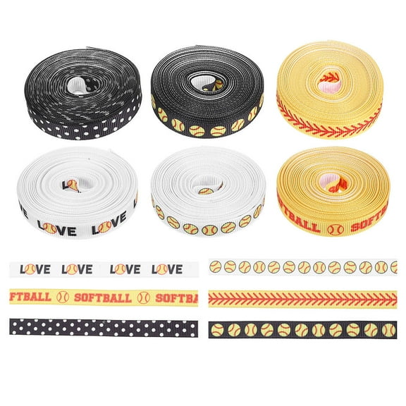 GOOHOCHY 6PCS Baseball Softball Ribbons for Crafting Sports Ribbon for Party Decorations DIY Wreath Sewing Project Wrapping Supplies