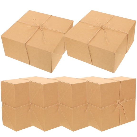 GOOHOCHY Wrapping Boxes for Presents Brown Kraft Paper 6Pcs 7.86X7.86X3.93in