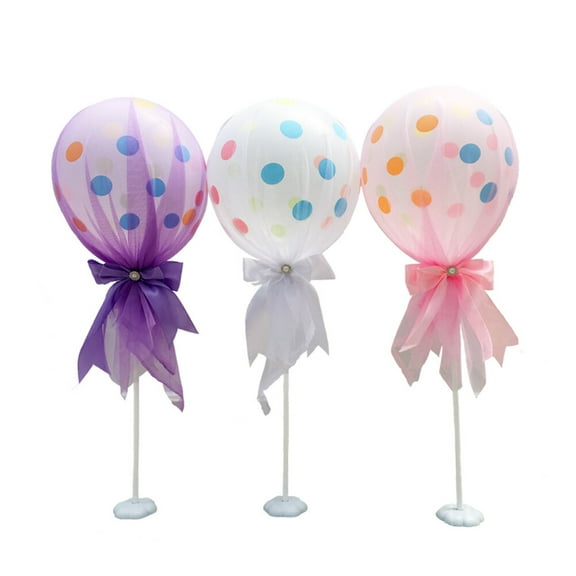 GOOHOCHY 6pcs 12 Inch Party Latex Balloons With Column Base Kit for Baby Shower Birthday Wedding Party Decoration Photo Prop (Pink)