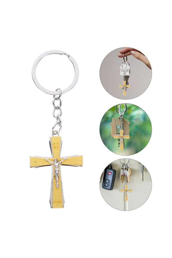 6pcs Cross Keychain Handbag Keychain Decorative Cross Pendant Keychain Purse Charm