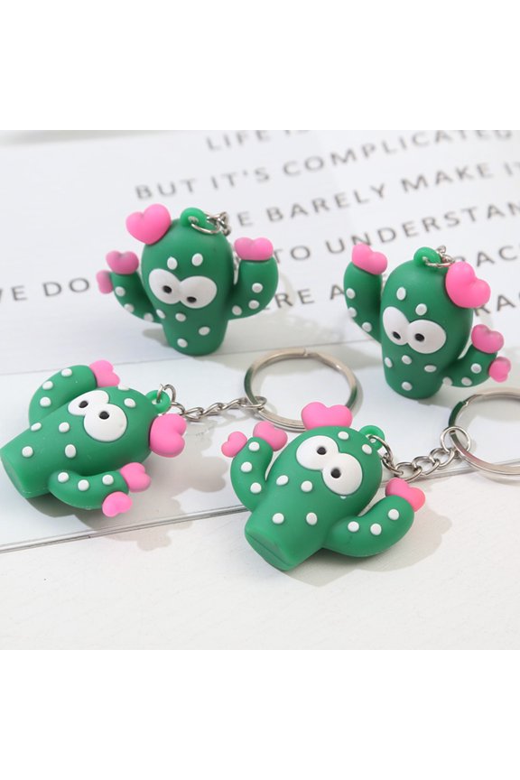 6pcs Funny Cactus Keychains Creative Key Holder Stylish Key Ring Key Decoration Small Gift for Girls Kids