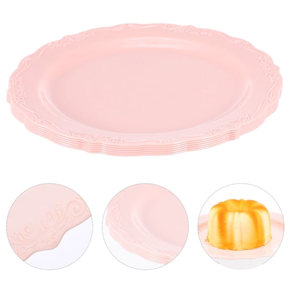 GOOHOCHY 6pcs Practical Plastic Plates Round Shape Dish Tableware for Wedding Party Tray