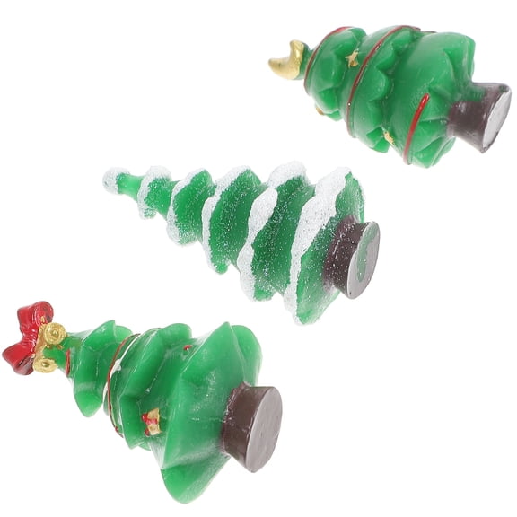FUTUREORYY Minature Tree Decorations Christmas Tree Adornment Green Resin 7Pcs