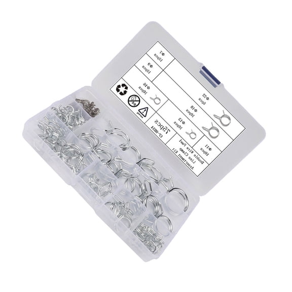 GOOHOCHY 75-Piece Pipe Steel Wire Hose Clamp Kit, Wood Clamp, 2.3x2.3cm Silver Hose Clips Set