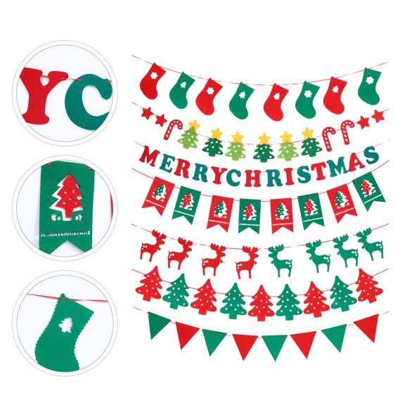 GOOHOCHY 7Pcs Christmas Banner for General Public in Assorted Colorful Designs