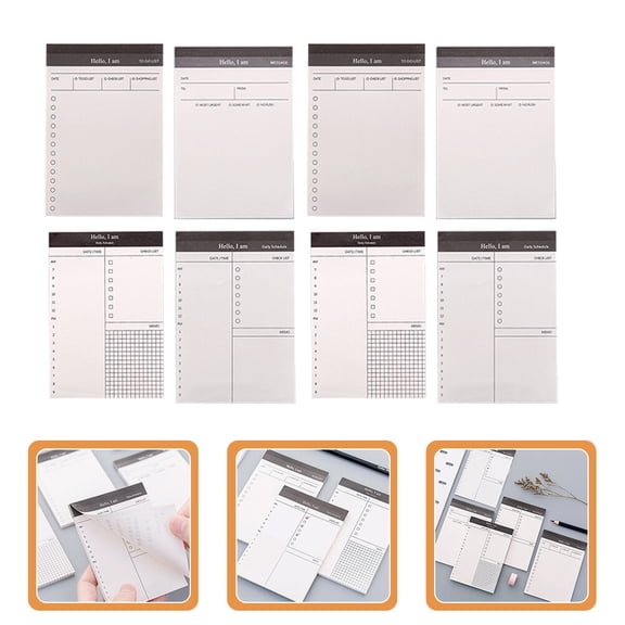 GOOHOCHY 8-Book Portable Daily Planner Notebook Set for Home and Office, Notepads for Organizing Tasks and Notes