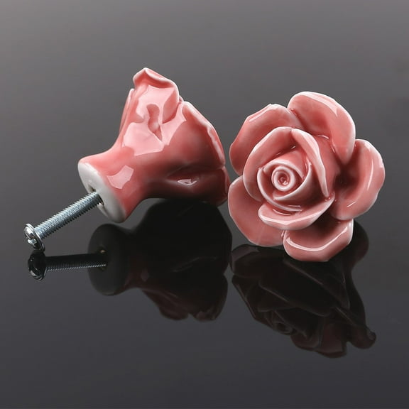 GETAJGHSD Ceramic Rose Shaped Drawer Knobs Pink 8pcs for Kitchen Renovation