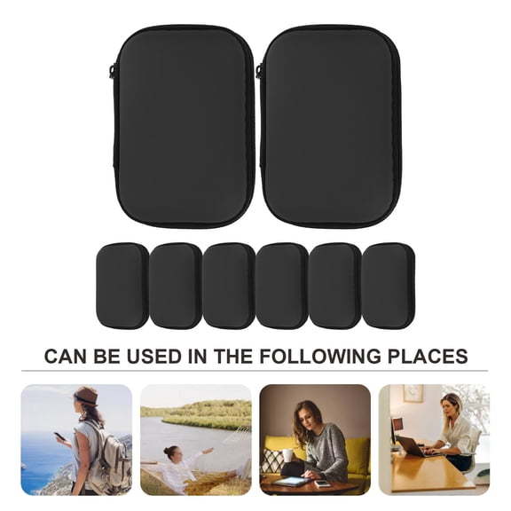 GOOHOCHY 8 Pcs Electronic Accessories Organizer Electric Gadgets Portable Travel Black
