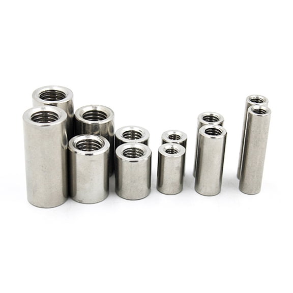 GOOHOCHY 8 Pcs Sleeve Stud Nuts Threaded Bolt Round Coupler M8 Silver