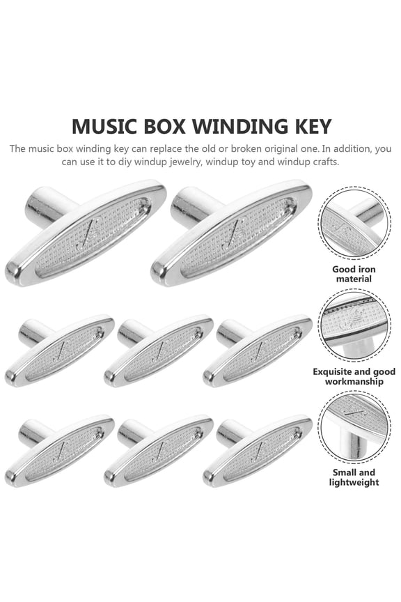 8 Pcs Windup Jewelry Clockwork Movement Key Silver Winding Keys