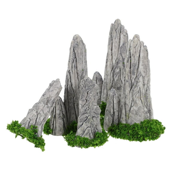 GOOHOCHY 8Pcs Garden Landscape Decor Resin Miniature Design Mountain Shape Decorative