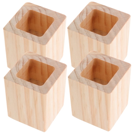 GOOHOCHY 8Pcs Wood Furniture Leg Risers Beige Height Extenders for Bed Sofa Table Desk with Easy Tool Free Installation