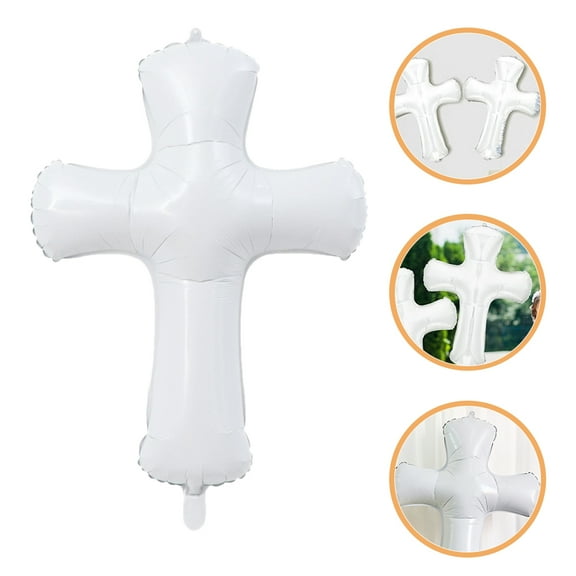 GOOHOCHY 8pcs Cross Shaped Aluminum Foil Balloon Baptism Cross Shower Balloon Party Favor