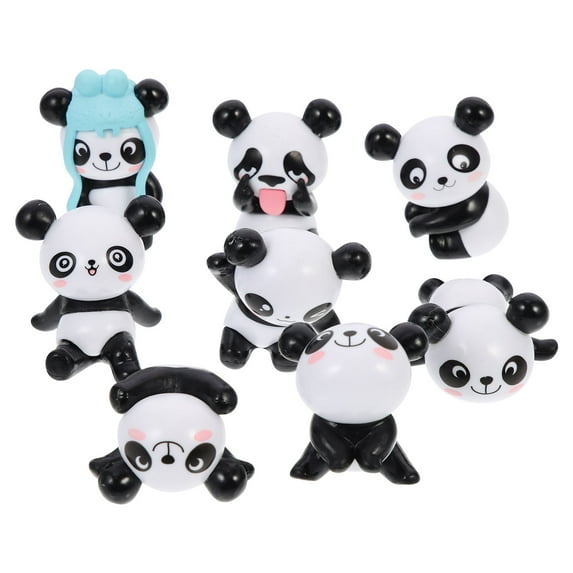 BRIGHTFUFU PVC Panda Cake Decoration 8Pcs Realistic And Adorable For Children Home Owners
