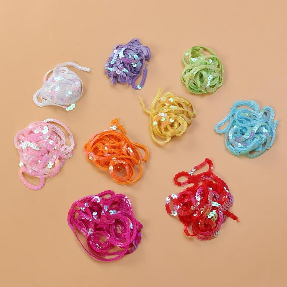 GOOHOCHY 9pcs 6MM 2 Meters Spangle Flat Sequins String Ribbon Applique for DIY Attire Bridal Wedding
