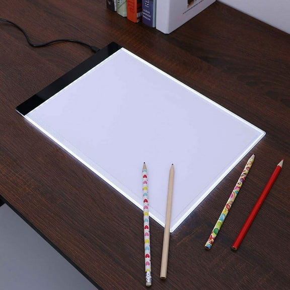 GOOHOCHY A4 Light Table LED Copy Board Artcraft Tracing Light Pad Box Art Design Stencil Drawing Thin Pad Copy Lightbox with USB Cable (White)
