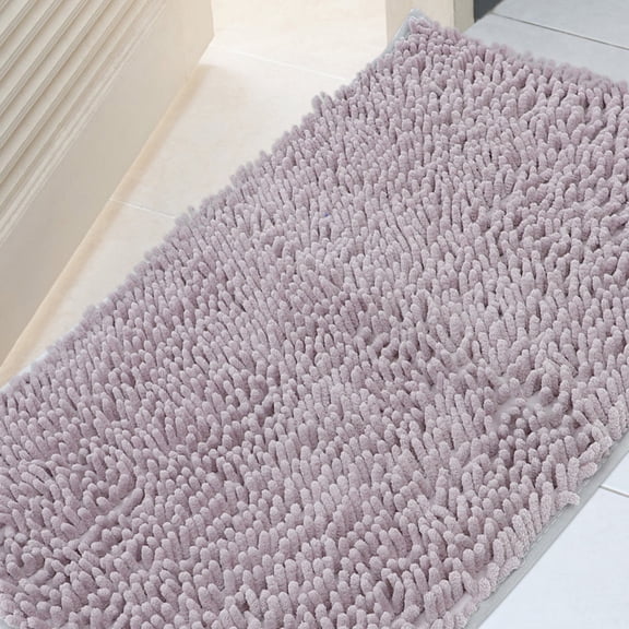 Mobutofu Indoor Entrance Rug Grey Chenille 1Set 31.1X19.3X0.4In Quick Dry