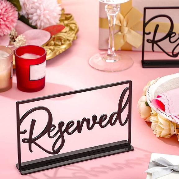 GOOHOCHY Acrylic Reserved Table Sign for Wedding Party and Restaurants with Black Pieces
