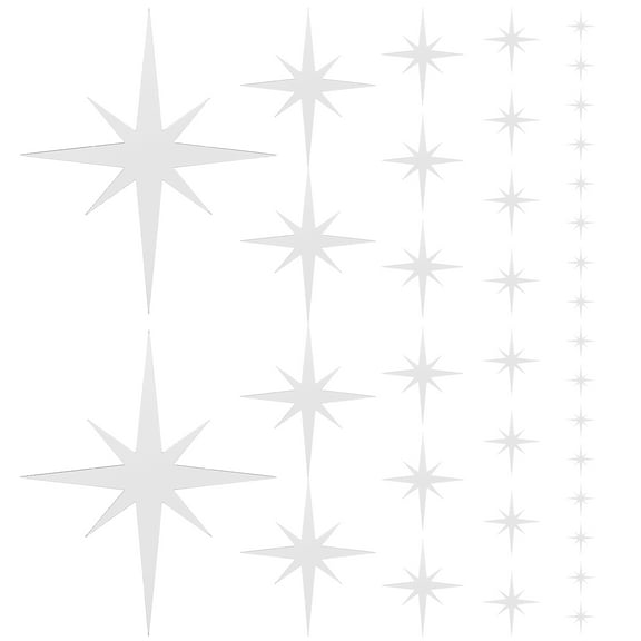 ADDHAT Star Mirror Surface Wall Stickers 1 Set Acrylic Waterproof for Living Room