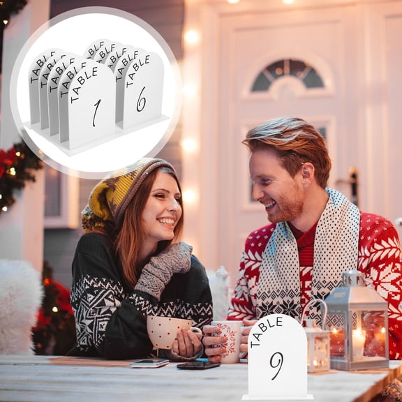 GOOHOCHY Acrylic Table Numbers for Wedding Reception Elegant White Signs with Base 1-10 for Home Decor