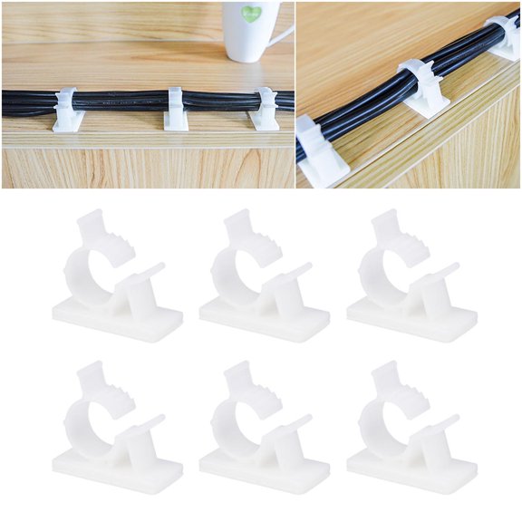 GOOHOCHY 20-Pack Adjustable Cable Clips with Self-Adhesive Backing for Efficient Wire and Cord Management