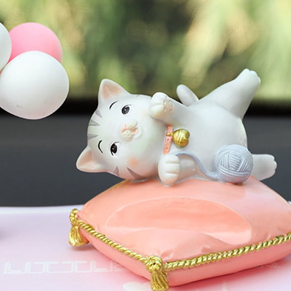 GOOHOCHY Adorable Cat Shaped Resin Phone Holder Cartoon Style Desktop Stand for Phone Support and Car Decoration