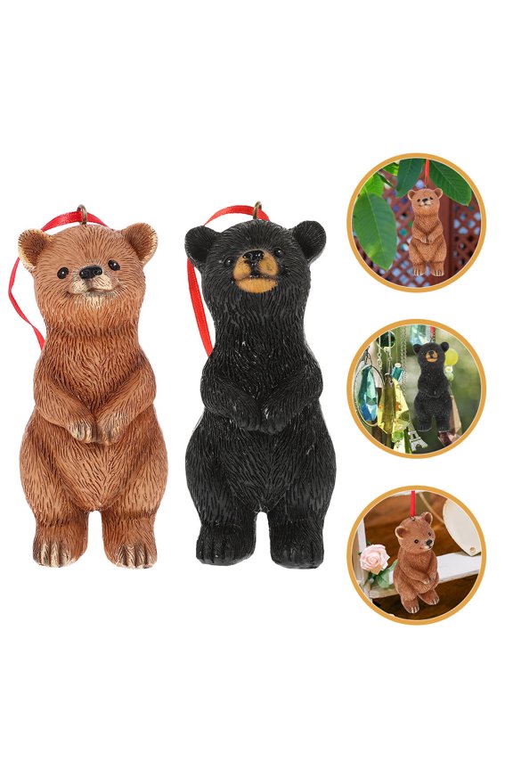 Set of 2 Resin Bear Figurines Decorative Accents for Home and Garden, Assorted Colors, Perfect for Indoor and Outdoor Display