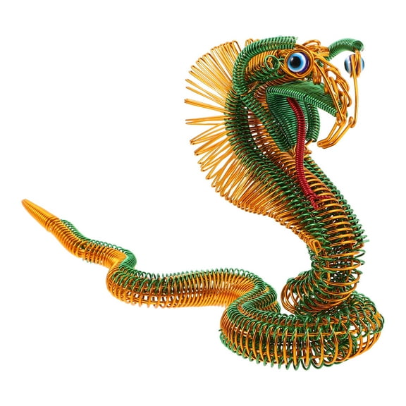 GOOHOCHY Aluminum Wire Snake Statue Sculpture Realistic Snake Model Figures Ornament For Home Office Table Decor