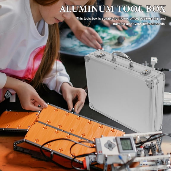 GOOHOCHY Anti-shock Tool Box Aluminum Large Cases Toolbox Tools Silver