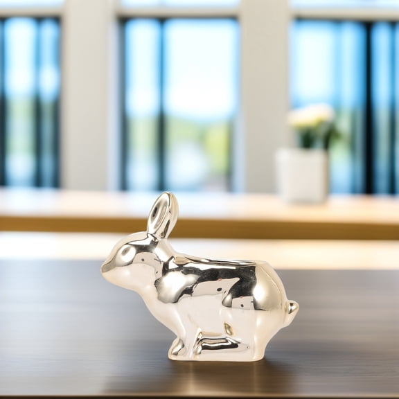 GOOHOCHY Artificial Cartoon Rabbit Flower Pot Cabinet Decoration 13.6x13.4cm Golden