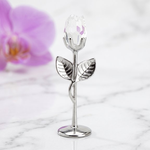 BRIGHTFUFU Smooth Translucent Crystal Rose Figurine for Home Decoration