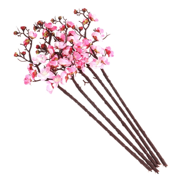 GOOHOCHY Artificial Plum Blossom Silk Flowers for Wedding Home Decor 5Pcs 60cm Multi Color