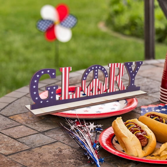 GOOHOCHY Assorted Color Independence Day Table Sign for Festive Decor Plastic Wood Sign 12.5 x 6 Inches