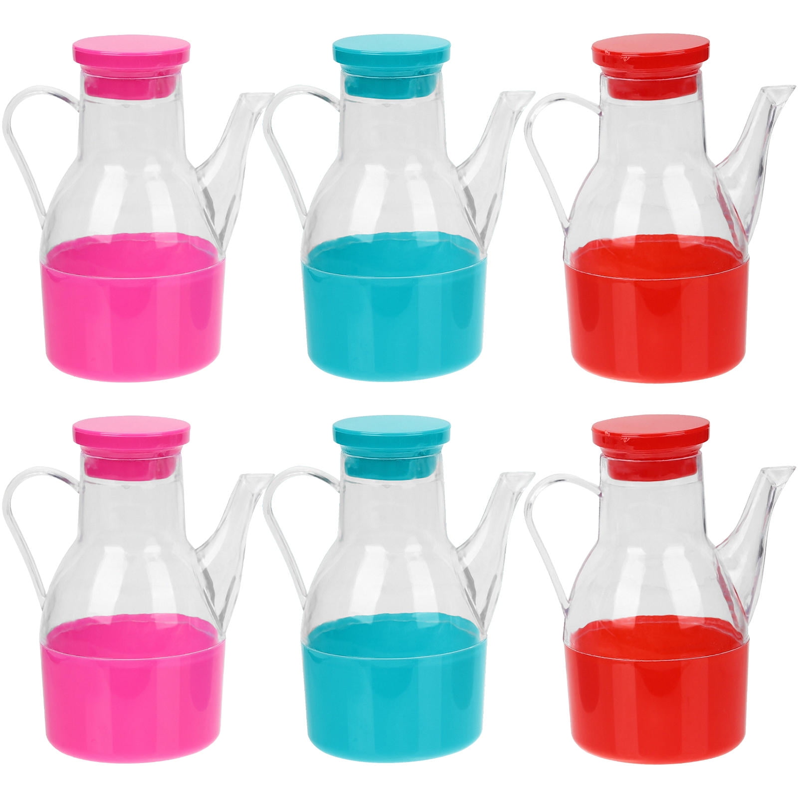 GOOHOCHY Assorted Color Plastic Soy Sauce Pot and Vinegar Dispenser HighGrade MultiFunction Condiment Holder 6pcs