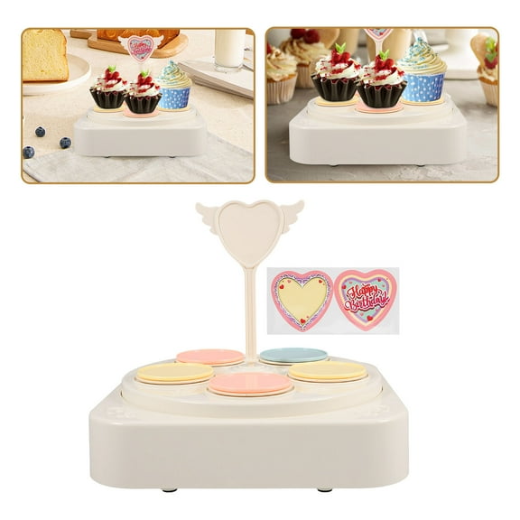 GOOHOCHY Automatic Rotating Cupcake Stand with Music for Birthdays Weddings and Parties Rotating Display Multiple Desserts Stand Tray