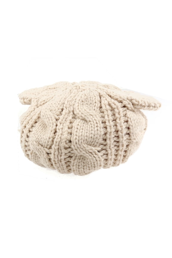 Knit Hat Cat Ears Shaped Beige 1Pcs