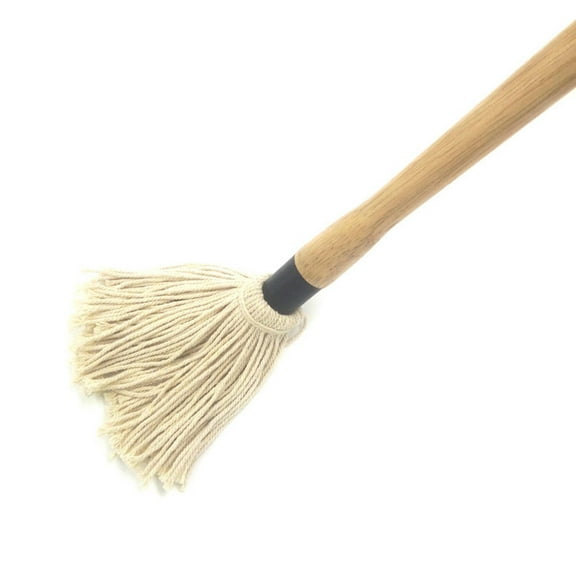 GOOHOCHY BBQ Basting Mop with Cotton Fiber and Long Wood Handle for Barbecue Sauce Application 2 Pcs Beige