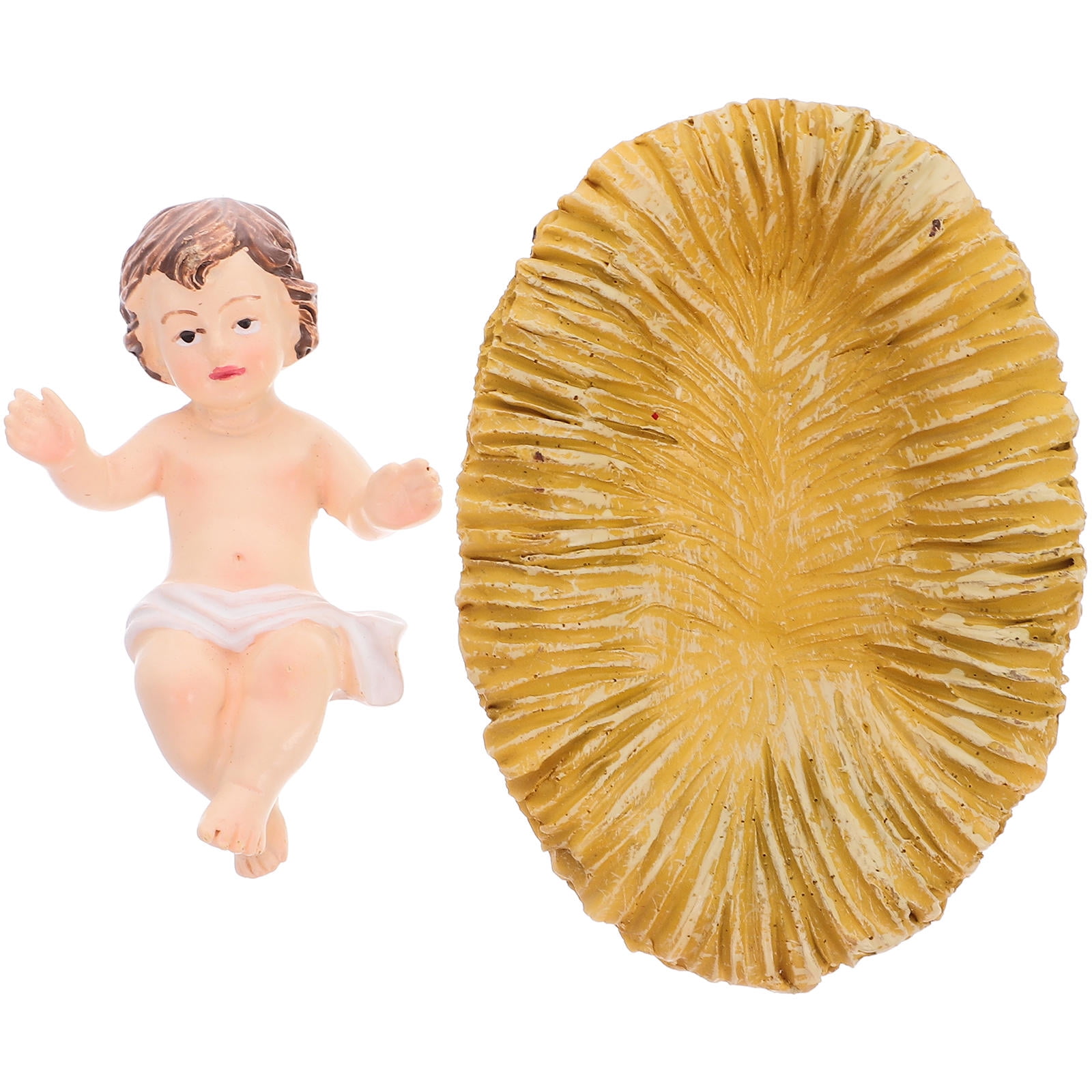 GOOHOCHY Baby Jesus In Nativity Scene Figurine For Christmas Indoor Decor Hand Sculpted And Painted Religious Craft Christian Statue