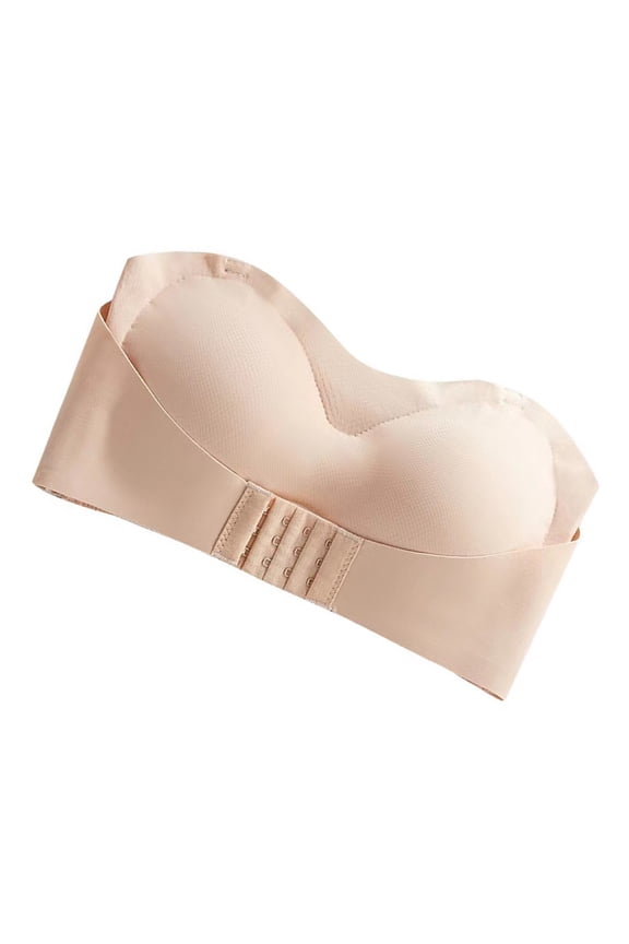 Bandeau Bra for Women in Khaki Nylon Easy to Clean with Detachable Straps for Yoga and Fitness 3.5 Inches