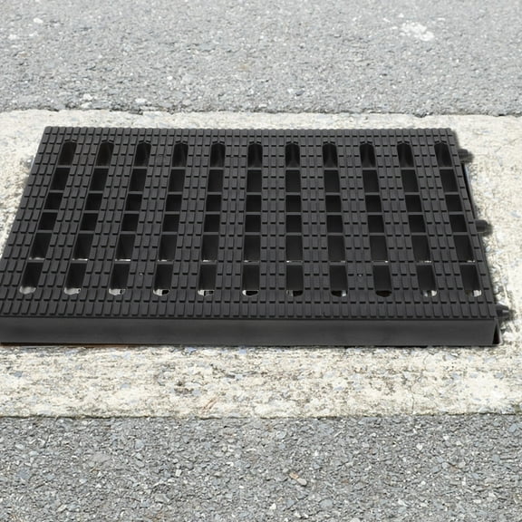 GOOHOCHY  Basement Drain Cover Strainers Grate Sewer Plate Grid Rainwater Rectangular Well Garage Black