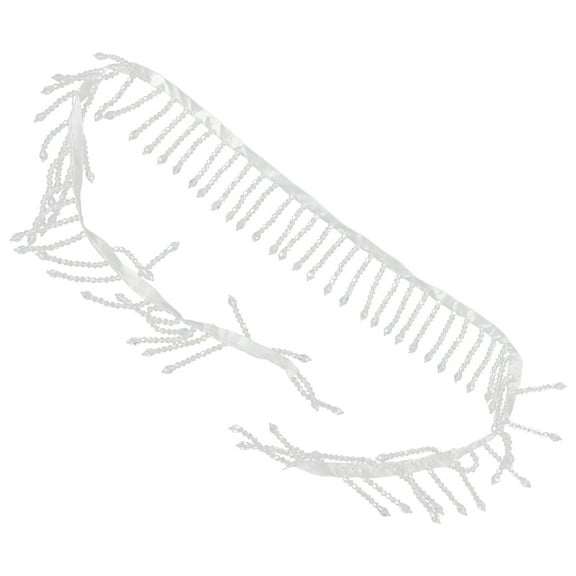 GOOHOCHY Beaded Tassel Fringe Crystal Bead Trimming For Women Clothing Accessories White 1Set 35.4x0.2in