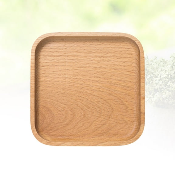 GOOHOCHY Beechwood Japanese Style Tray Natural Food Serving Mini Square Dessert Plate Small Fruit Breakfast Tray Snack Saucer for Home Hotel