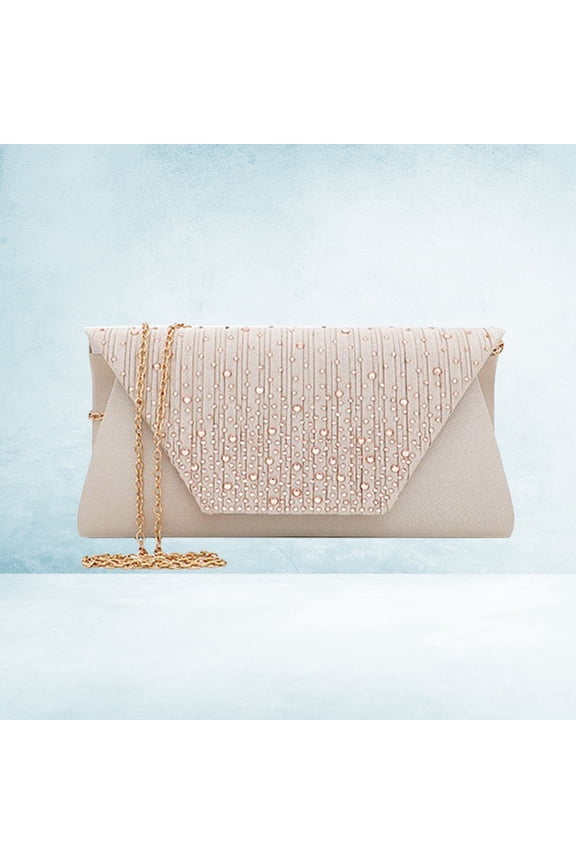 Beige Silk Evening Clutch Bag for Women Classic Design with Magnetic Snap Fit for All Styles