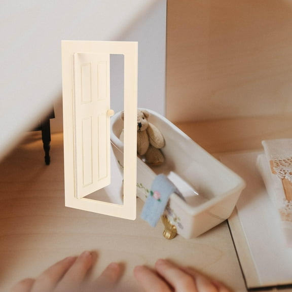 GOOHOCHY Miniature Wooden Dollhouse Door Model 1:12 Scale Beige Highly Detailed Decor for Mini Scenes