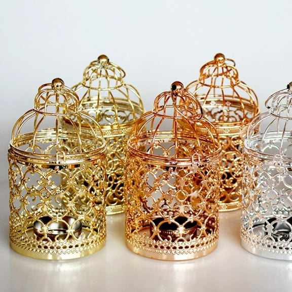 GOOHOCHY Bird Cage Lantern Birdcage Iron Candlestick Golden European Style