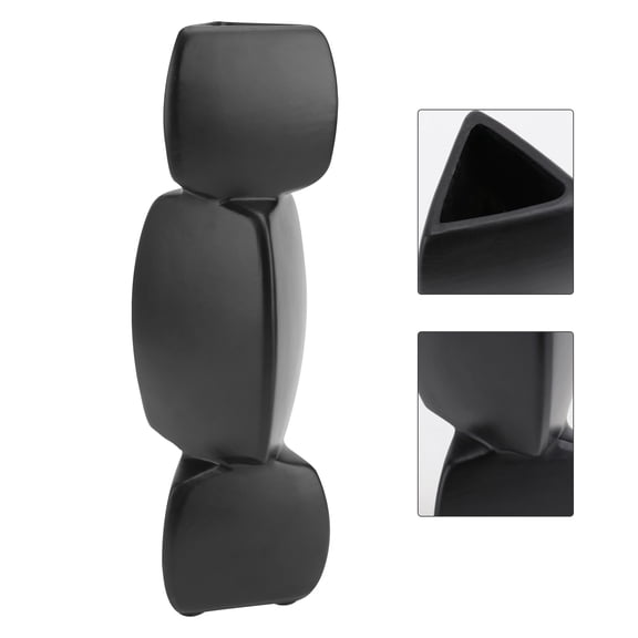 GOOHOCHY Black Ceramic Flower Vase for Desk or Window, Minimalist Nordic Style Home Decor, 1 Piece