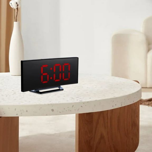 GOOHOCHY Black Digital Alarm Clock with USB Charger for Home Stylish Modern Decor Compact Design 7.5 Inch